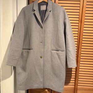 Everlane Cocoon Women's Pea Coat Grey Wool Blend Preppy Jacket size 14